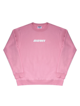 Pink sweatshirt with 'BOWI' branding on a white background