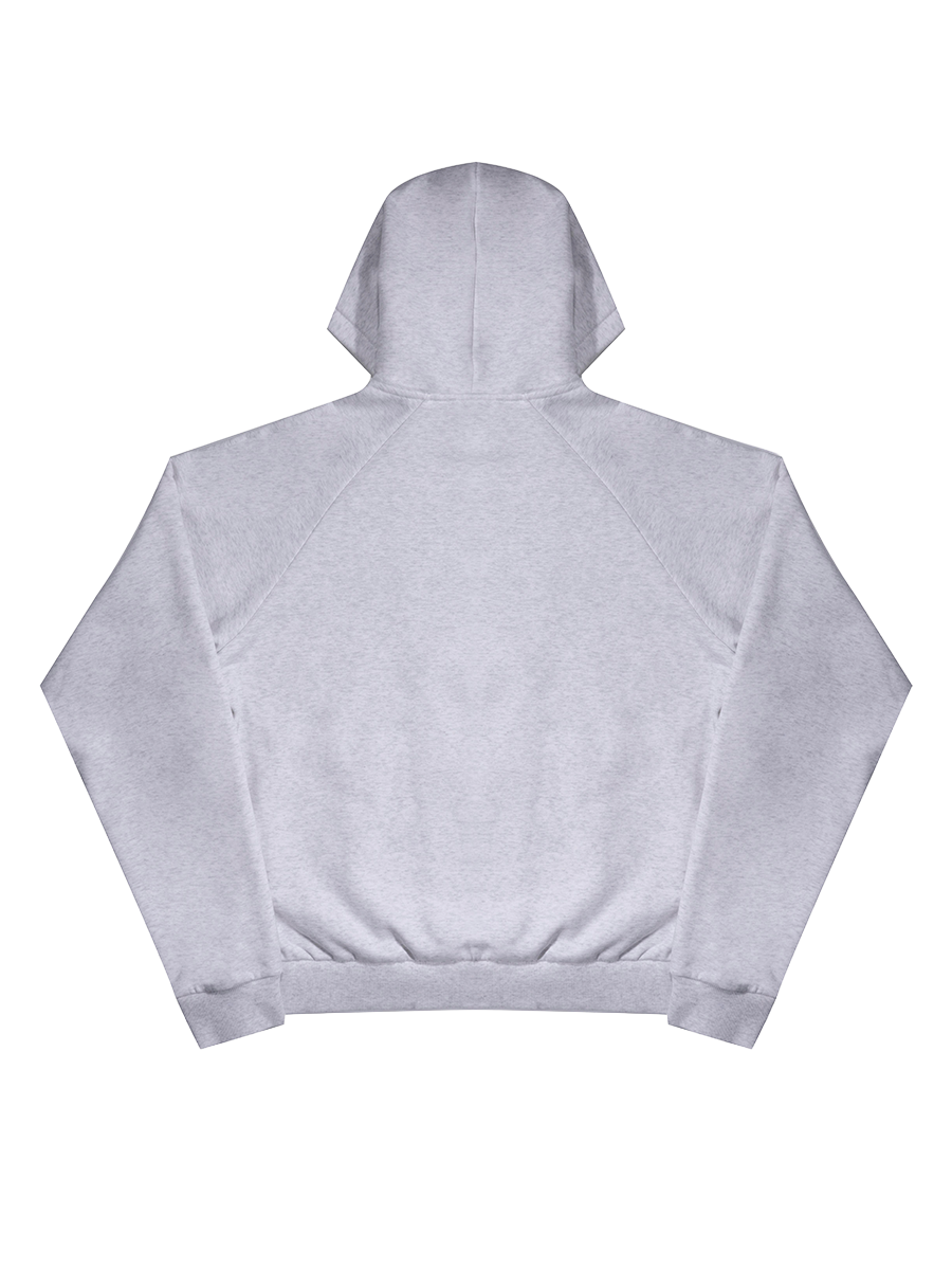 Bowi Heavyweight Zip Up Hoodie in Athletic Heather Gray - Back view