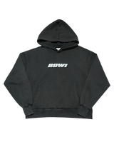 Black hoodie with 'BOWI' logo on a white background
