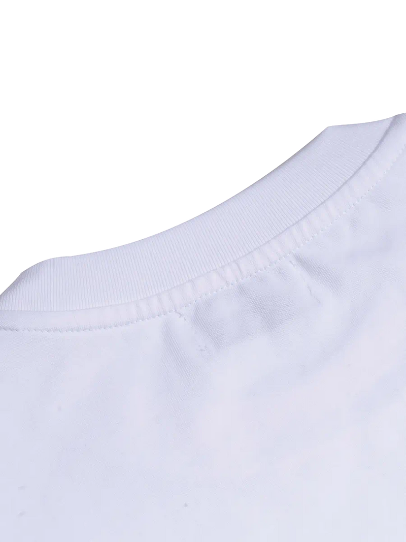 Close-up of a white shirt collar on a white background
