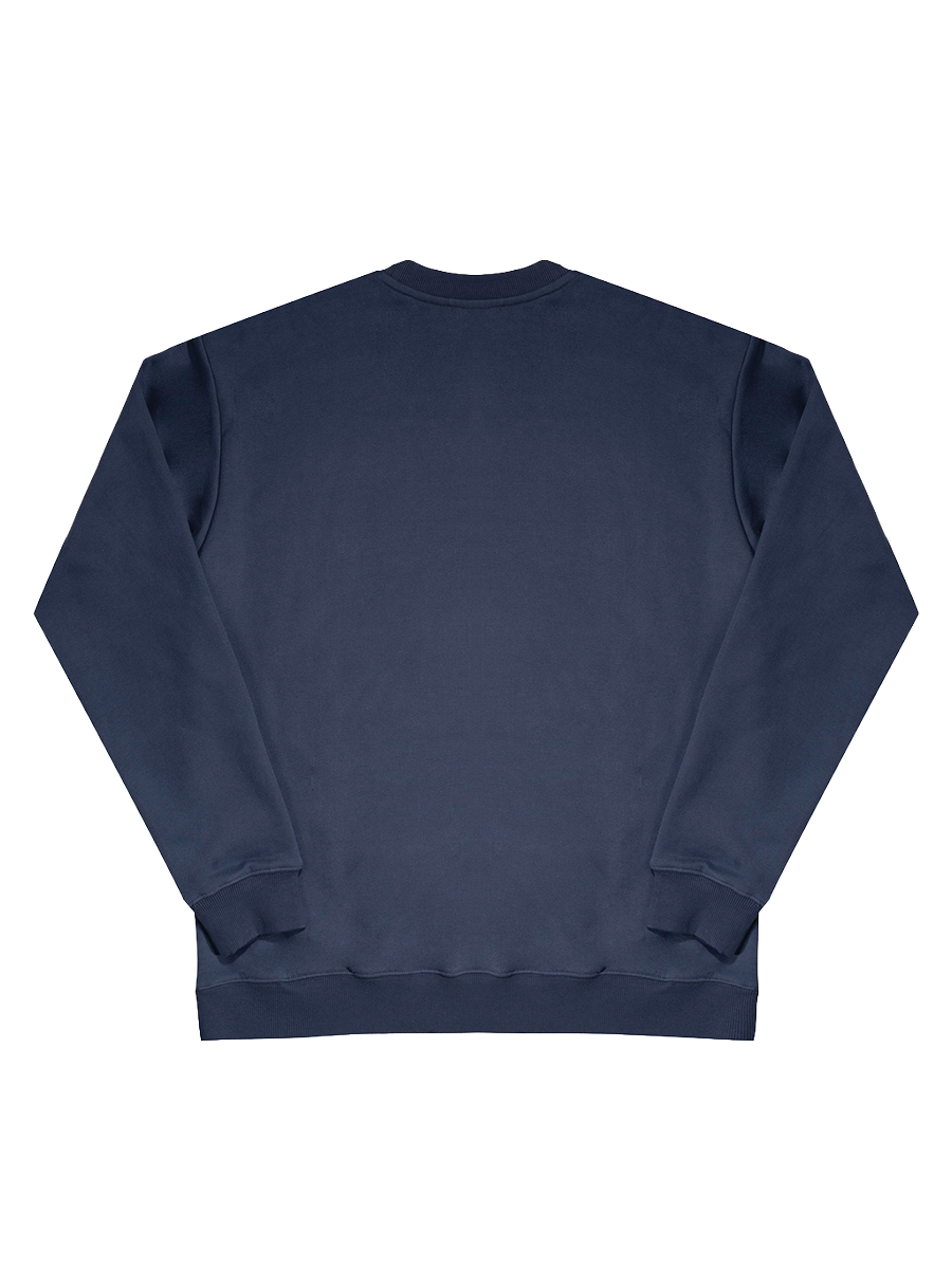 Navy blue sweatshirt on a white background