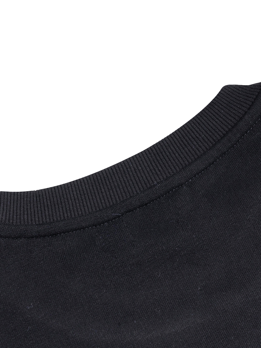 Close-up of a black garment with a white background