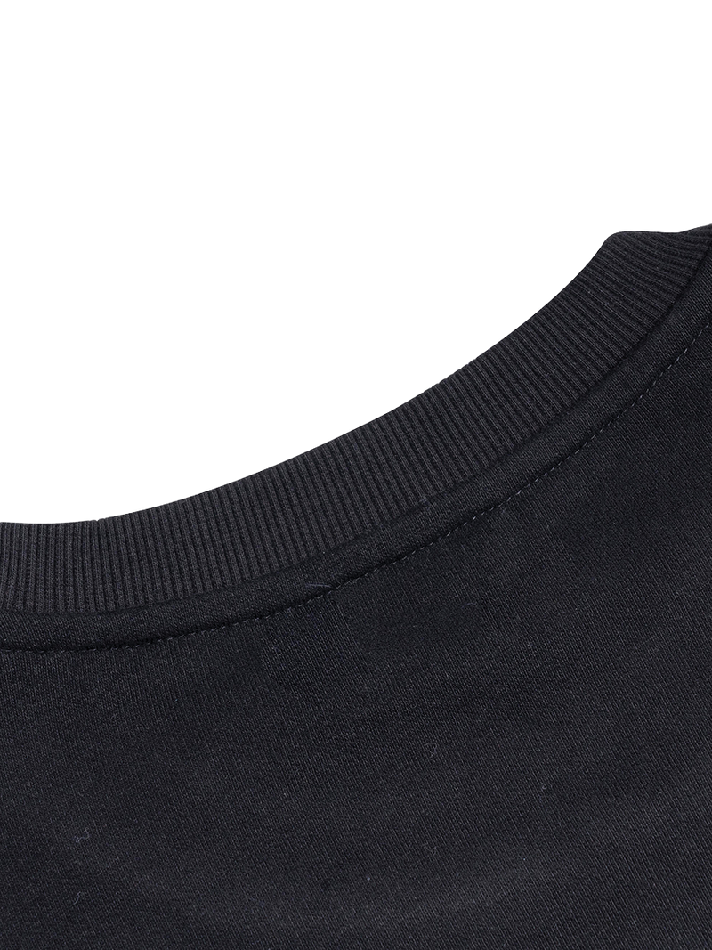 Close-up of a black garment with a white background