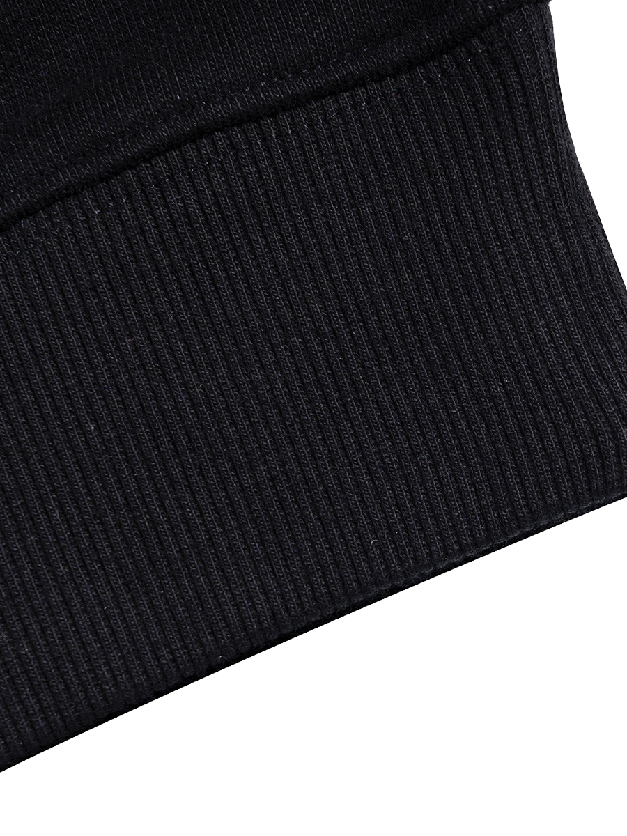 Close-up of a black ribbed fabric texture on a white background