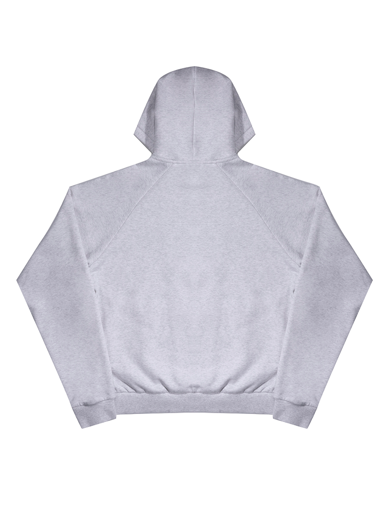 Bowi Heavyweight Zip Up Hoodie in Athletic Heather Gray - Back view 